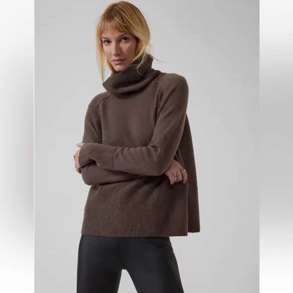 Athleta Aspen Cashmere Turtleneck, COZY chocolate brown New w/ tags! - Picture 4 of 8